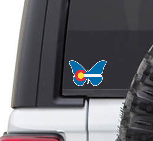 Colorado State Flag Monarch Butterfly Vinyl Sticker Decal