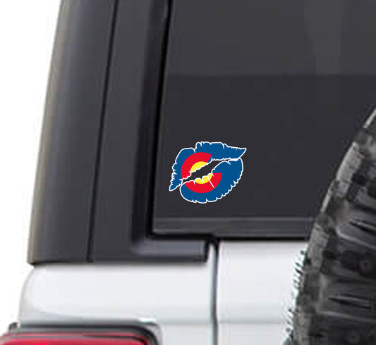 Colorado State Flag Kissing Lips vinyl Sticker Decal