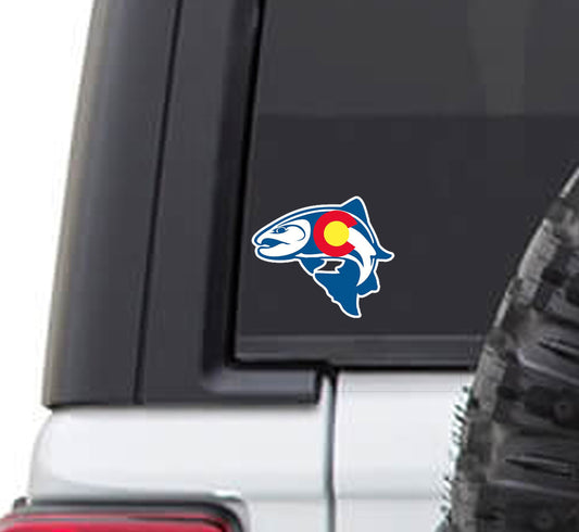 Colorado State Flag Rainbow Trout Fishing Vinyl Sticker Decal